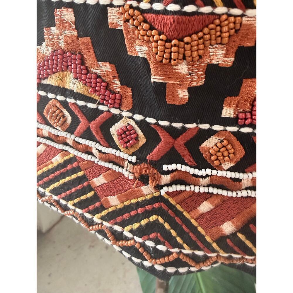 H&M Embroidered Beaded Mini Skirt Size 4 Boho Festival Aztec Tribal Western - Picture 4 of 6